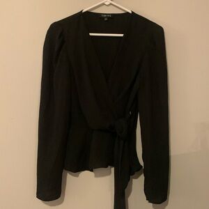 Black tie front blouse.